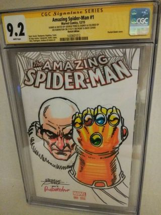 Spider - Man 1 Cgc Sketch Cover 9.  2 George Perez Infinity Gauntlet Vulture