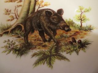 old Schwarzenhammer Bavaria plate boar wild pig graphic in woods pewter rim 2