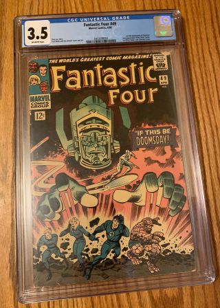 Fantastic Four 49 Cgc 3.  5 1966 Ow Pages 1st Full Galactus 2nd Silver Surfer