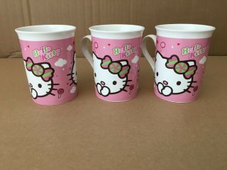 Set of 3 Hello Kitty Pink Ceramic Coffee Cup Mugs 1976 2012 Frankford Candy 2