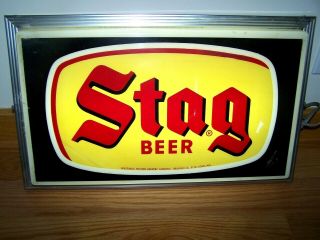 Vintage Stag Beer Griesedieck Western Sign Light Falstaff Lemp St.  Louis Brewery