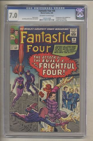 Fantastic Four 36 (cgc 7.  0) Ow/w; 1st Medusa And Frightful Four; Kirby (c 27383)