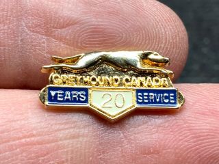 Greyhound Bus Lines Canada Design 20 Years Of Service Award Pin.