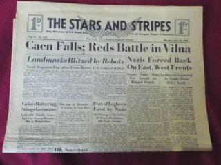 Wwii Stars And Stripes Newspaper July 10,  1944 York - London - France Ed Caen