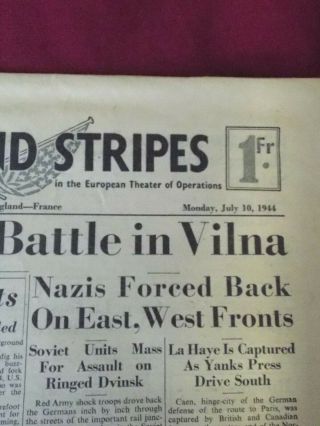 WWII Stars and Stripes Newspaper July 10,  1944 York - London - France Ed Caen 2
