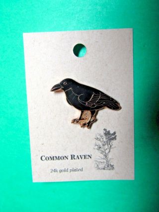 Natures Charms Common Raven 24k Gold Plated Lapel Hat Pin (28)