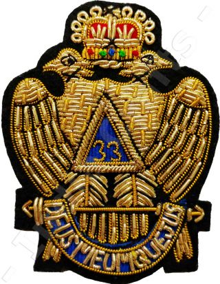 Masonic Scottish Rite Aasr 33 Degree Emblem Patch Hand Embroidered (me - 087)
