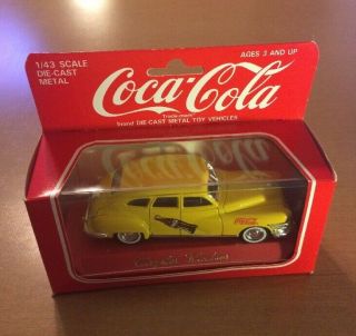 Vintage Coca Cola Chrysler Windsor Yellow 1/43 Scale Model Die Cast Car 1991