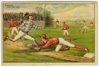 Baseball Home Run Victorian Trade Card 1880 