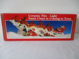Vintage Kurt Adler Ceramic Nite Light Santa Claus Is Coming To Town Christmas