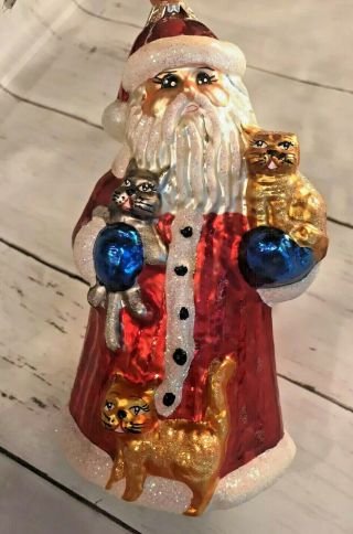 Christopher Radko Christmas Ornament Santa Claus With Cats