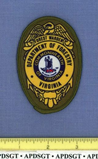 Virginia Dnr Forest Warden Hat Police Patch Natural Resources Silk Screen 3.  5”