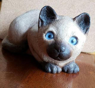 Vintage Siamese Cat Figurine Sandicast Signed Sandra Brue Kitten Statue