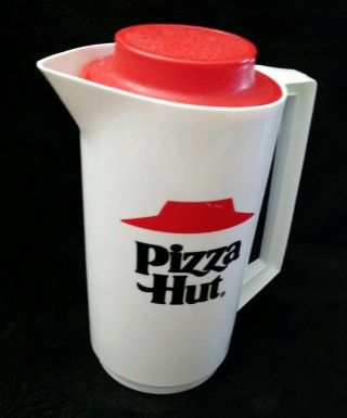 Pizza Hut Plastic Pitcher Aladinware No.  305 2.  5qt.  Red & White 10.  5 " Vintage