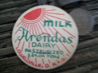 Arendas Dairy Milk Cap,  Lowellville,  Ohio Oh.  O.  Mahoning County Sunshine Beams