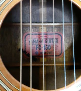Yamaha FG - 150 Nippon Gakki Red Label Vintage Acoustic Guitar w/ Orig Case Japan 3