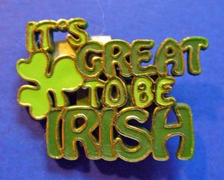 Enesco Pin St Patrick Vintage Shamrock Great To Be Irish Holiday Brooch