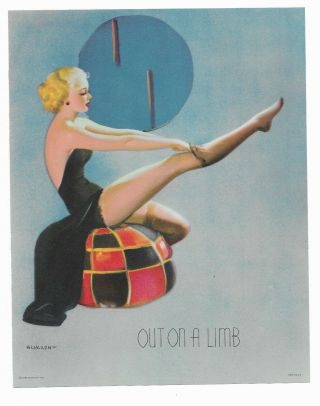 1940s Pin Up Girl Lithograph By Elvgren Out On A Limb 299
