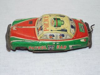 Antique / Vintage Tin Litho Patrol Police Patrol Car Made In Japan Pd753