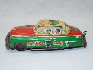 Antique / Vintage Tin Litho Patrol Police Patrol Car Made in Japan PD753 2