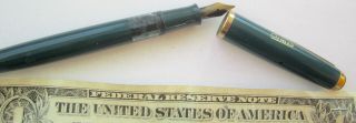 Old Osmia 610 M Fountain Pen Gold Nib 14k 585 Green/aquamarine