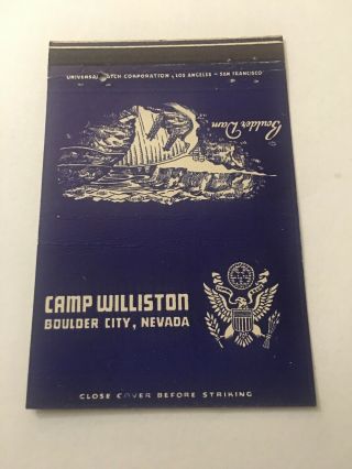 Vintage Matchbook Cover Matchcover Camp Williston Boulder City Nv
