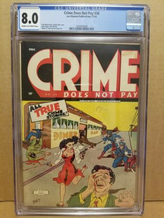 Crime Does Not Pay 36 Cgc 8.  0 (vf) Charles Biro Bloody Violent Gga Cover 1944