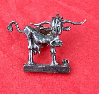 Vintage Pewter Cow Lapel Pin Tie Tack Pin Back Collectible