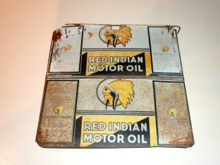 Motor Oil Can Empty Quart Gas Sign Vintage Red Indian Maple Syrup Sap Lid.