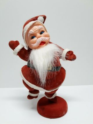Vintage Dancing Santa Claus Red Velvet 9 " Plastic Figurine