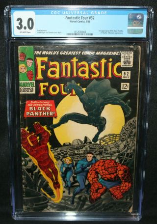 Fantastic Four 52 - 1st Appearance Of The Black Panther - Cgc Grade 3.  0 - 1966