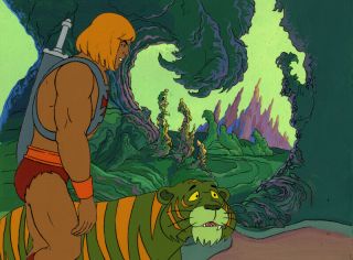 He - Man/she - Ra Masters Of The Universe Animation Art He - Man And Cringer Cel