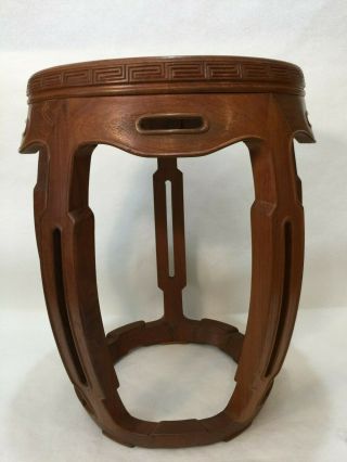 Vintage Chinese Wood Plant Stand with Marble Top,  18 1/2 