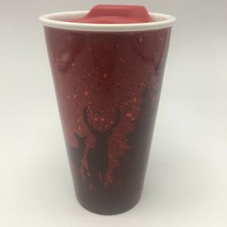 Tim Hortons Red Deer Ceramic Travel Mug Tumbler 2017 Collectible Coffee Tea Tims