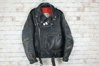 Vintage Lewis Leathers Aviakit Black Leather Bikers Jacket Size 38