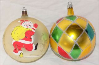 Christopher Radko Christmas Ornaments Harlequin & Italy Santa Balls