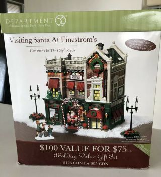 Dept.  56 Cic Lighted 5 Piece " Visiting Santa At Finestrom 