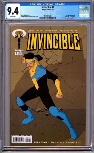 Image Comics Invincible 1 - Cgc 9.  4 - Nm - First Appearance - Kirkman