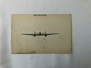 Wwii Ww2 Aaf Photo Id Card,  R31,  Training,  Messerchmitt Me 110,  German,  War
