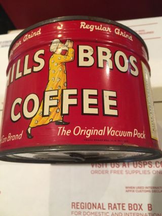 Vintage Coffee Can Hills Brothers With Key On Bottom Wow