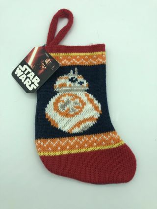 Nwt Star Wars Bb - 8 Mini Knit Christmas Holiday Stocking Red And Blue