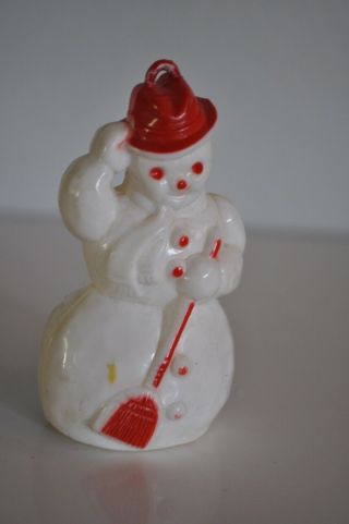 Vintage Christmas Ornament White Snowman With Red Hat Rosbro