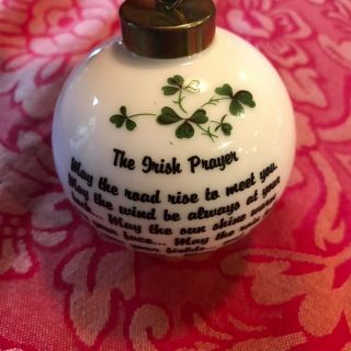 Irish Prayer Ball Christmas / St Patricks Ornament Porcelain 3 In Diameter