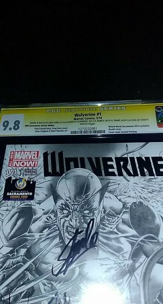 9.  8 CGC SS Wolverine 1 Sketch Variant Greg Horn Remark Stan Lee Signed 4x 3