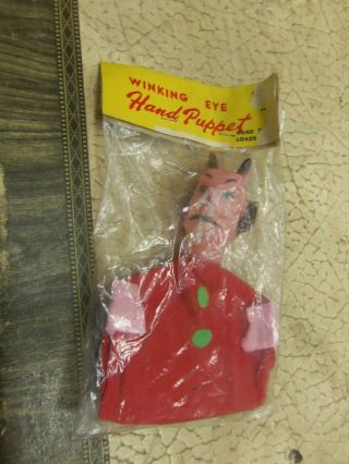Rare Vintage Old Stock Devil Winking Eye Hand Puppet - Halloween