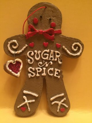 Gingerbread Man Christmas Tree Ornament Sugar And Spice Brown White & Red