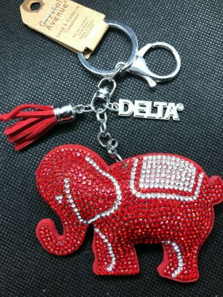Delta Sigma Theta Inspired Red Elephant Key Chain With Delta Charm