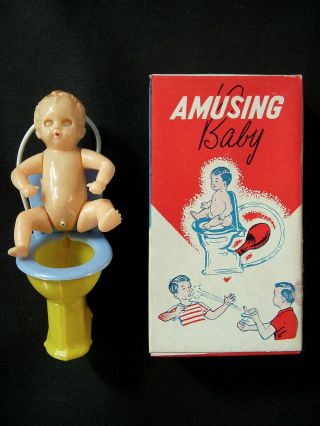⭐️ Vintage Amusing Baby Toilet Squirt Pee Toy Hong Kong Gag Funny Joke Prank ⭐️