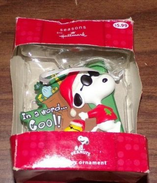 Hallmark Peanuts Snoopy In A Word Cool Joe Cool Santa Claus Christmas Ornament