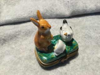 La Gloriette Peint Main Bunny & Duck Limoges Porcelain Trinket Box